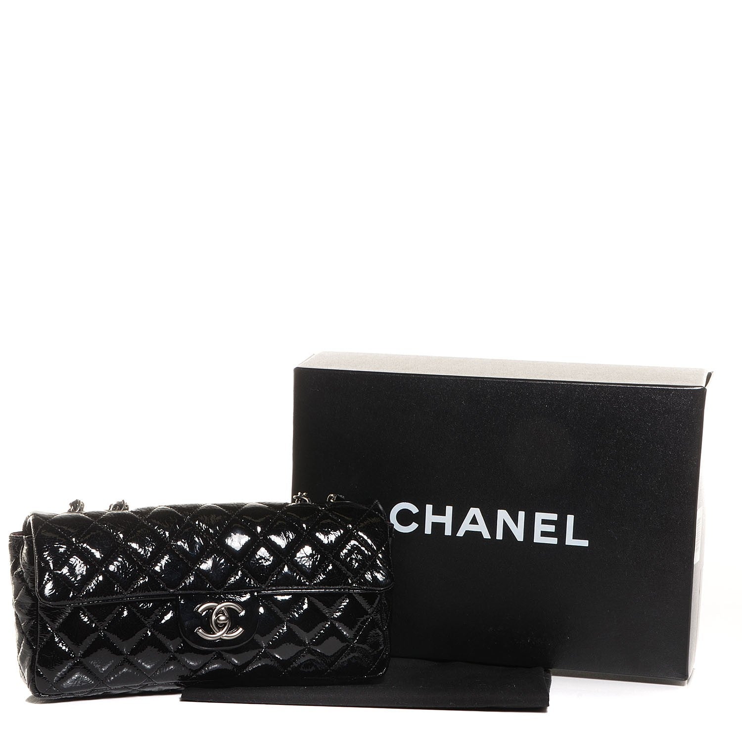 Chanel Distressed Patent East West Flap Black 5 of 9