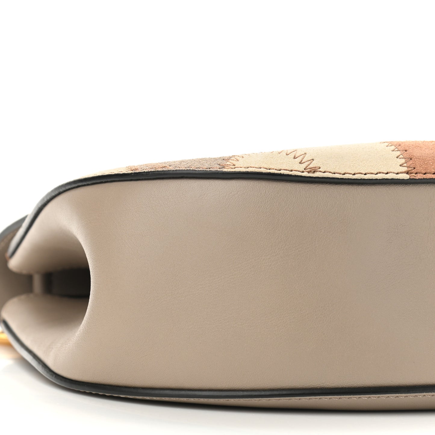 Suede Calfskin Patchwork Drew Shoulder Bag Motty Grey
