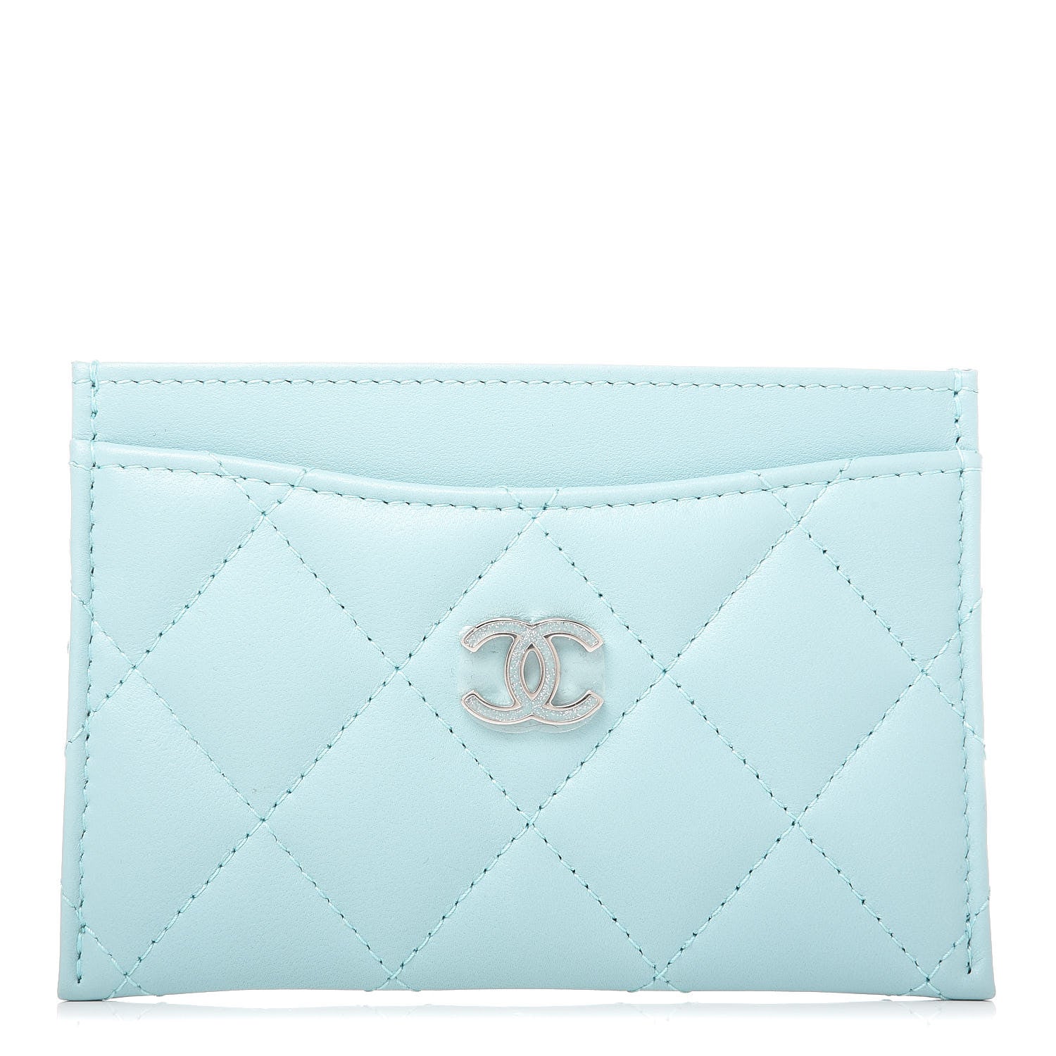 Chanel Lambskin Quilted Card Holder Light Blue 1 of 9