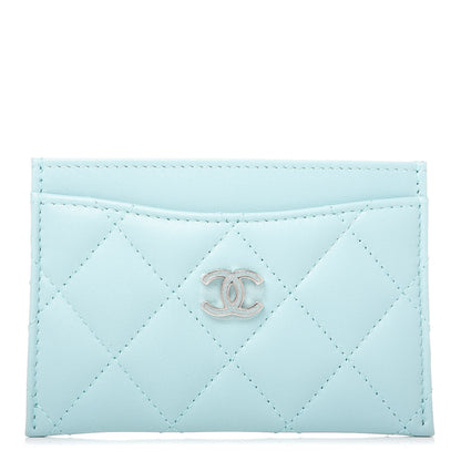 Chanel Lambskin Quilted Card Holder Light Blue 1 of 9