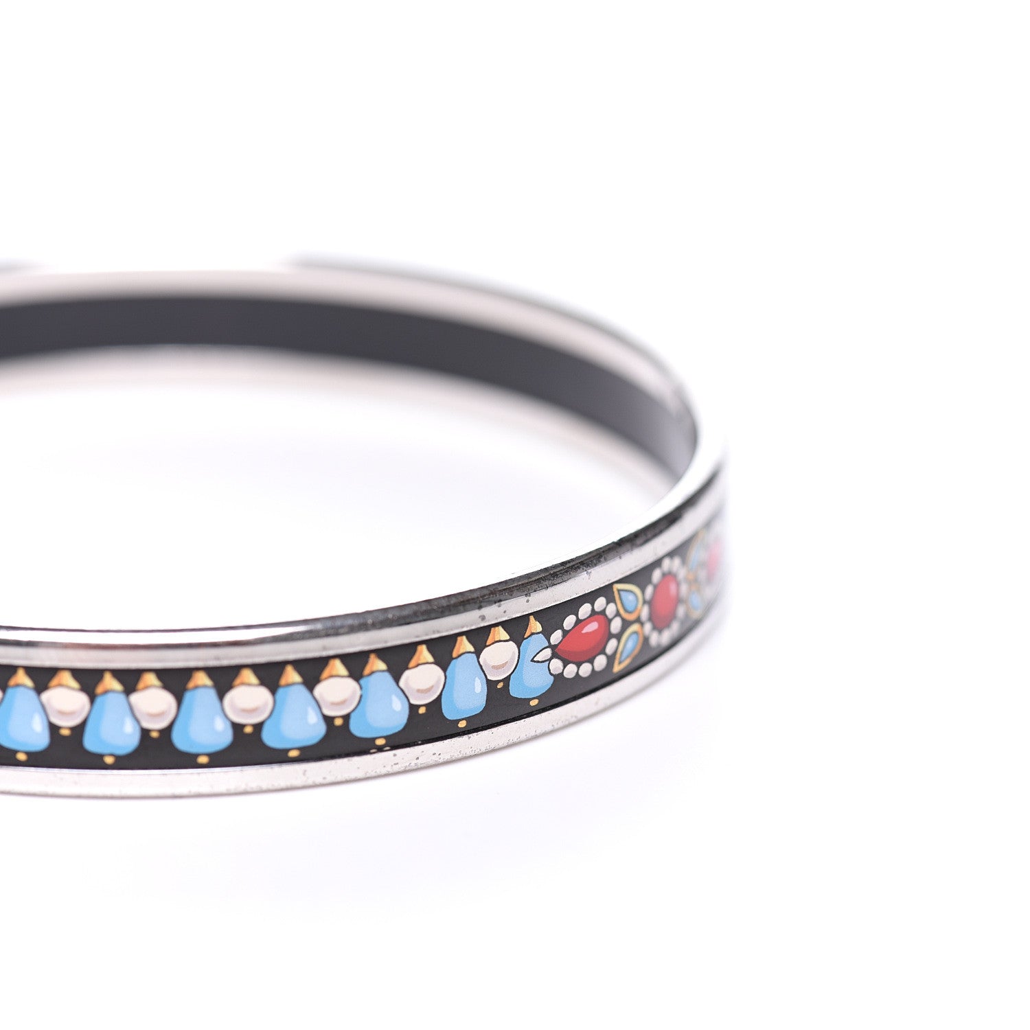 Hermes Enamel Printed Narrow Parures Des Maharajas Bracelet 65 3 of 6
