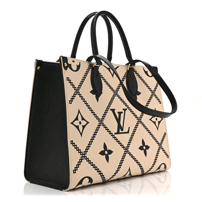 Louis Vuitton Empreinte Monogram Giant Broderies Onthego MM Cream Black 3 of 9