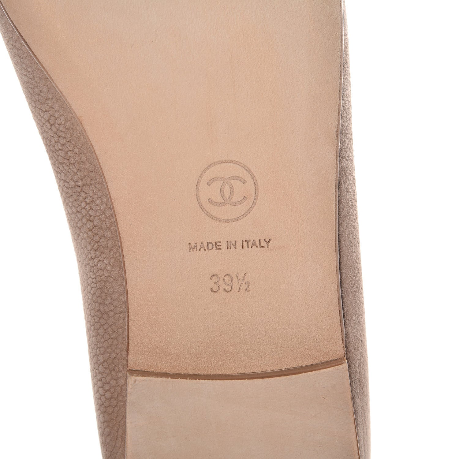 Chanel Nubuck Cap Toe CC Ballerina Flats 39.5 Light Brown 6 of 8
