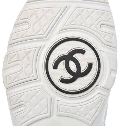 Chanel Suede Calfskin Fabric CC Sneakers 40 White Grey Fluo Orange 8 of 9
