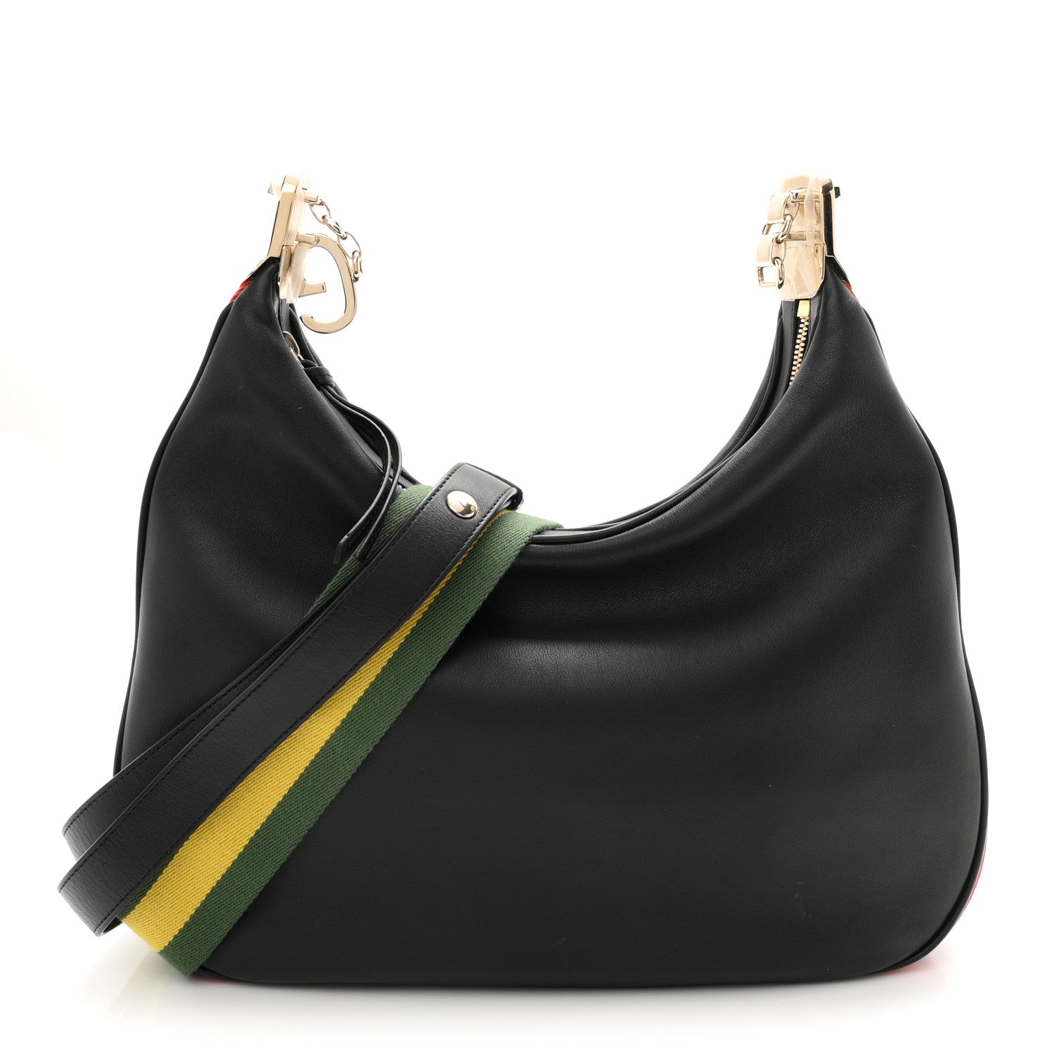 Gucci Aria Calfskin Web Large Attache Shoulder Bag Black 1 of 10