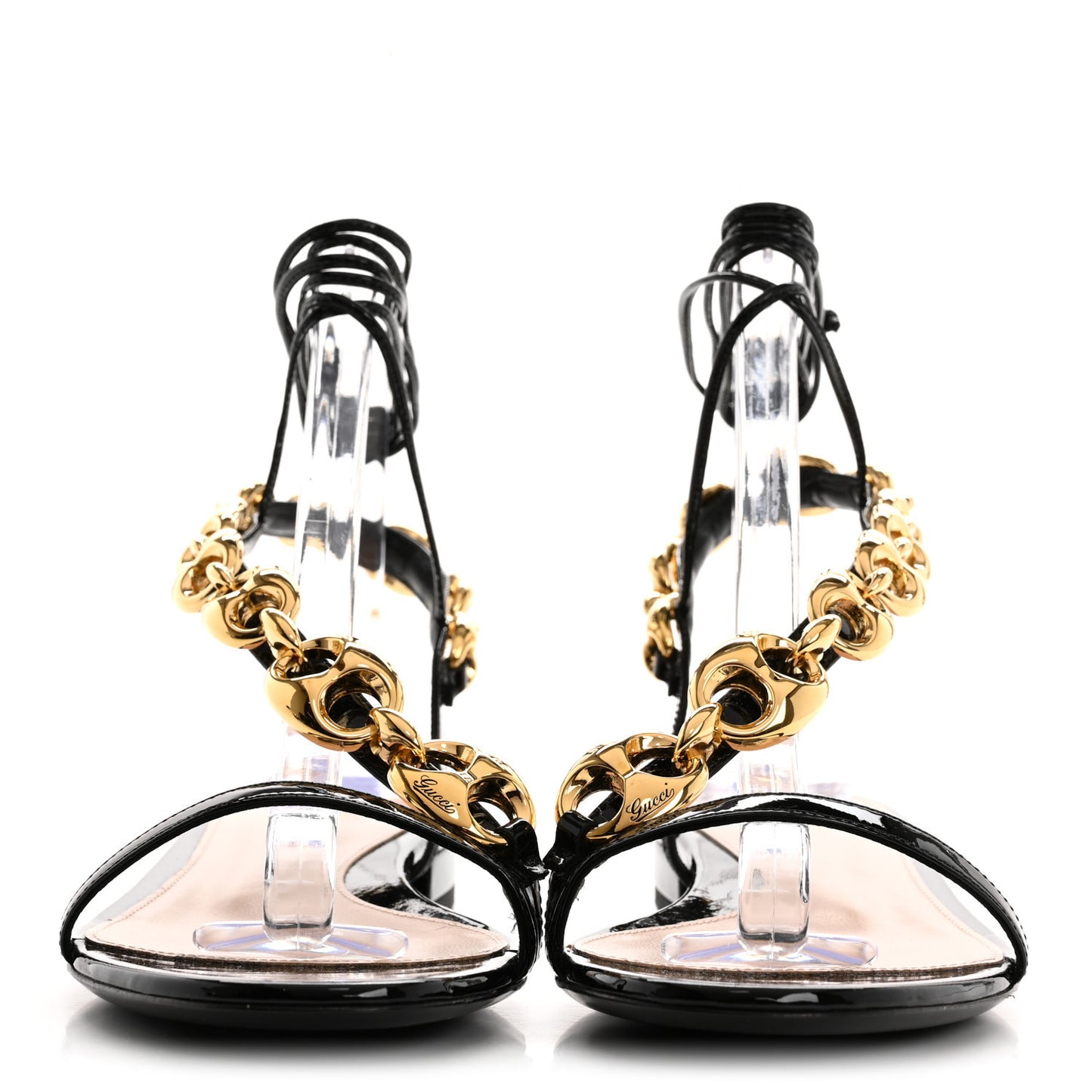 Vernice Crystal Lambskin Marina Ankle Wrap Sandals 38 Black