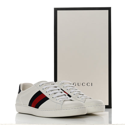 Gucci Miro Soft Calfskin Ayers Web Mens Ace Sneakers 7 White Blue 10 of 10