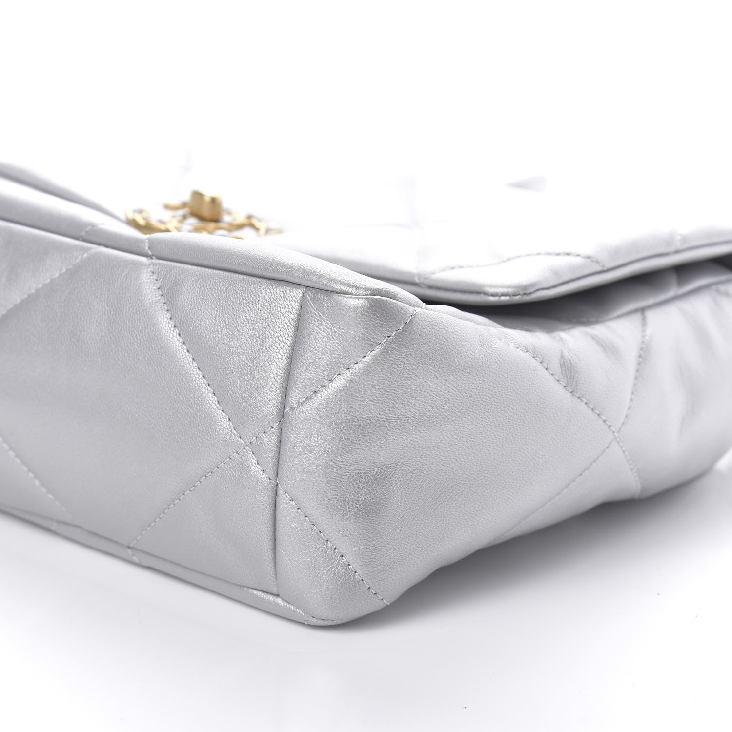 Chanel Metallic Goatskin Quilted Large 19 Flap Silver 9 of 11