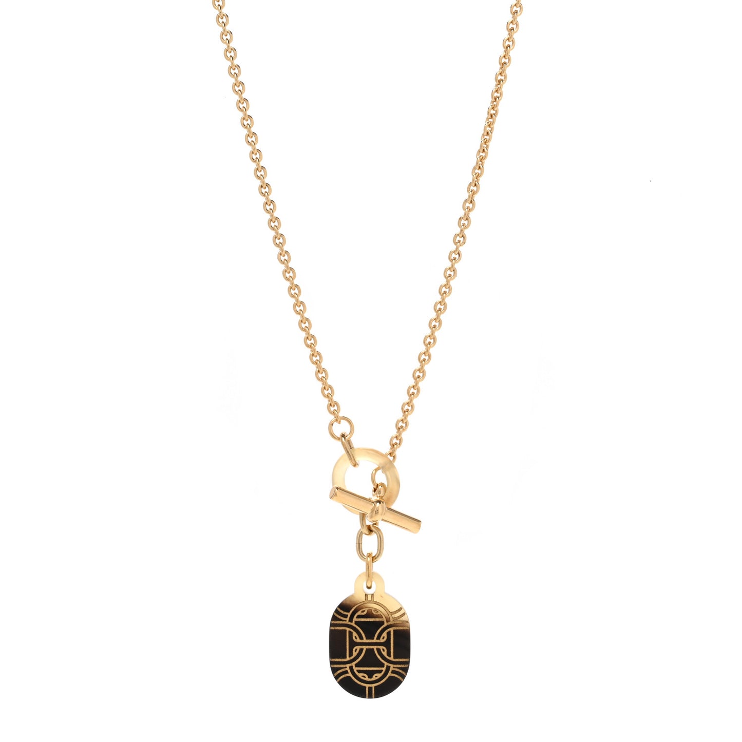 Permabrass Buffalo Horn Chaine d'Ancre Toggle Pendant Necklace Dore
