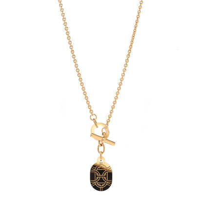Hermes Permabrass Buffalo Horn Chaine d'Ancre Toggle Pendant Necklace Dore 1 of 4