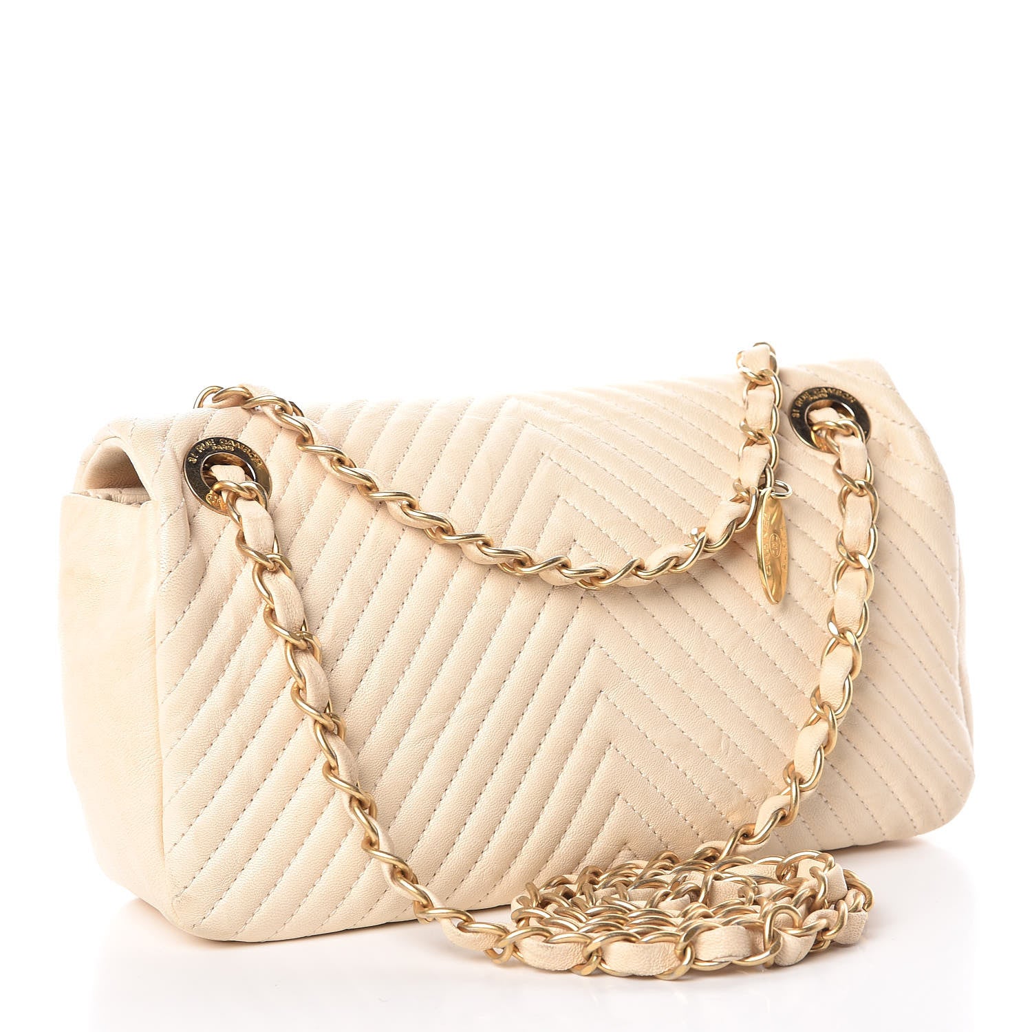 Chanel Calfskin Chevron Small Surpique Flap Ivory 3 of 16