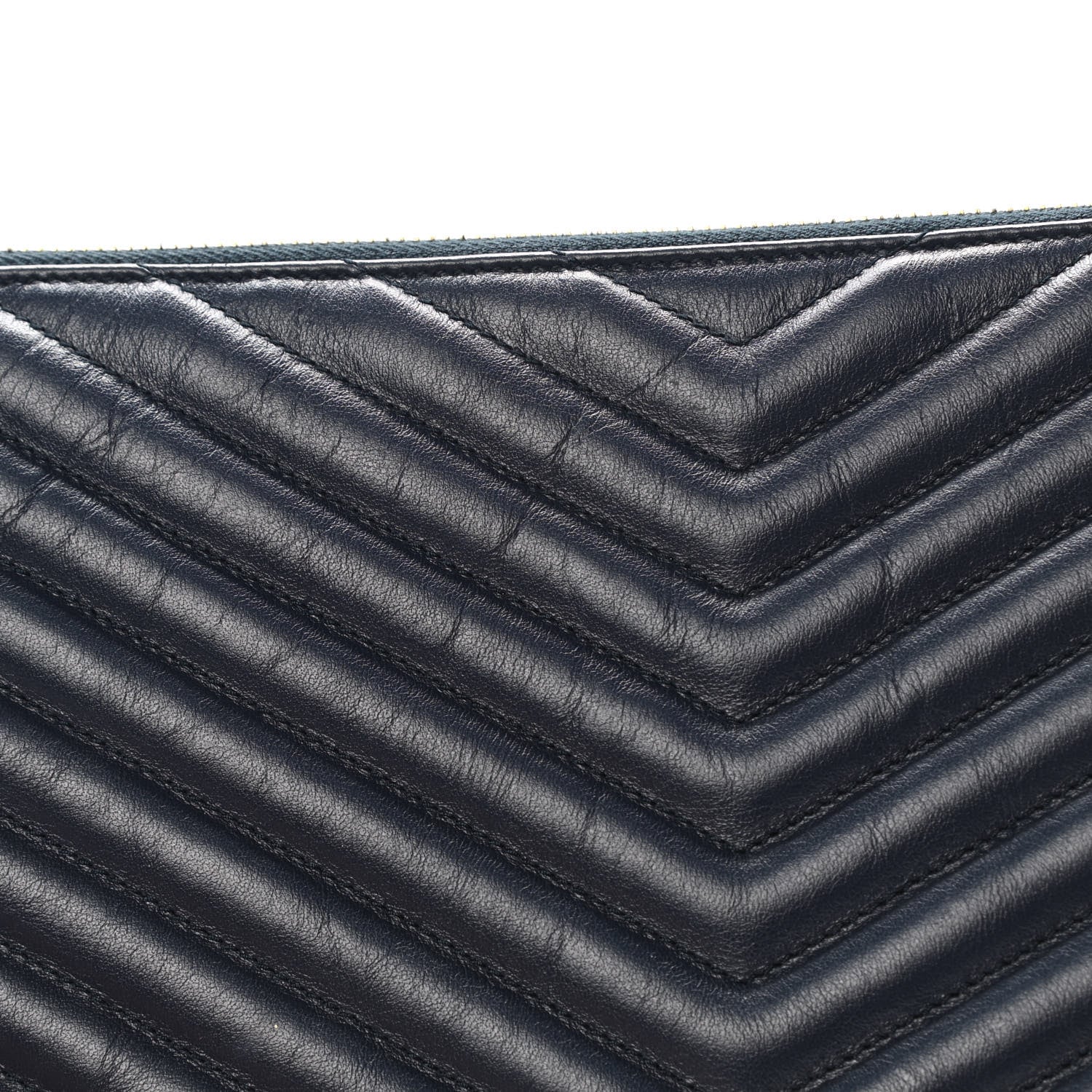 Saint Laurent Calfskin Matelasse Chevron Monogram Document Holder Marine 9 of 9