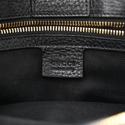 Gucci Pebbled Calfskin Medium Bamboo Shopper Tote Black 8 of 20