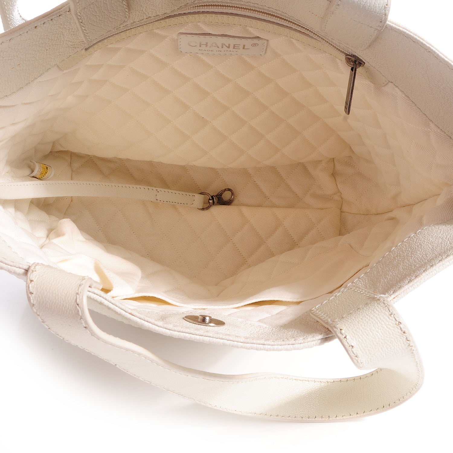 Chanel Leather Perforated CC Small Tote White 6 of 9