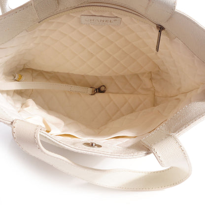 Chanel Leather Perforated CC Small Tote White 6 of 9
