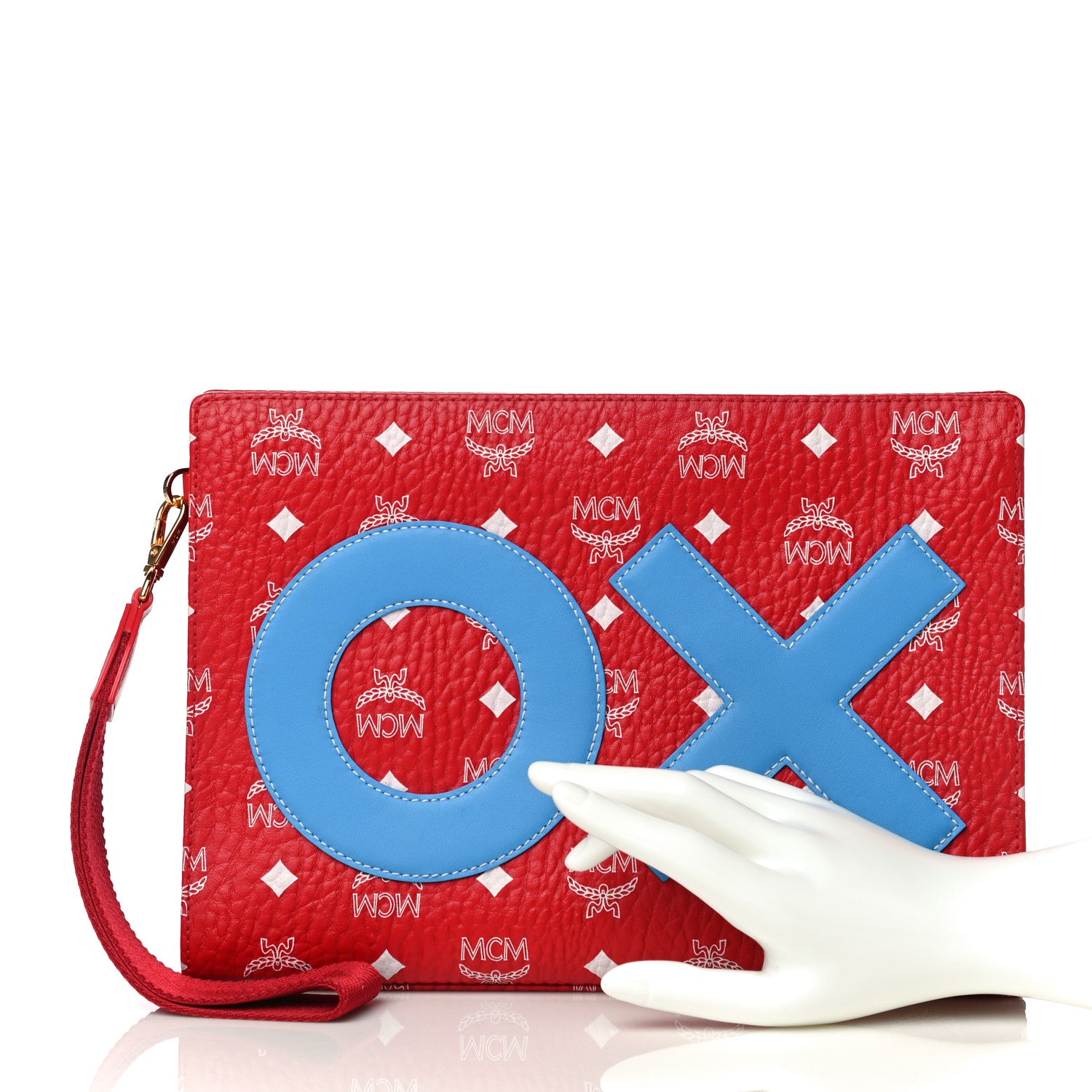 MCM Visetos Year Of The Ox Medium Standing Wristlet Zip Pouch Viva Red 2 of 11