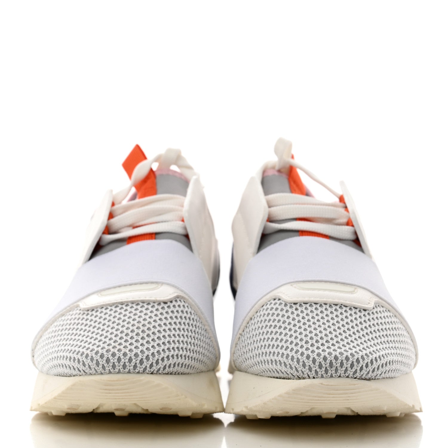 Balenciaga Mesh Calfskin Neoprene Patent Womens Race Runner Sneakers 37 White Multicolor 2 of 7