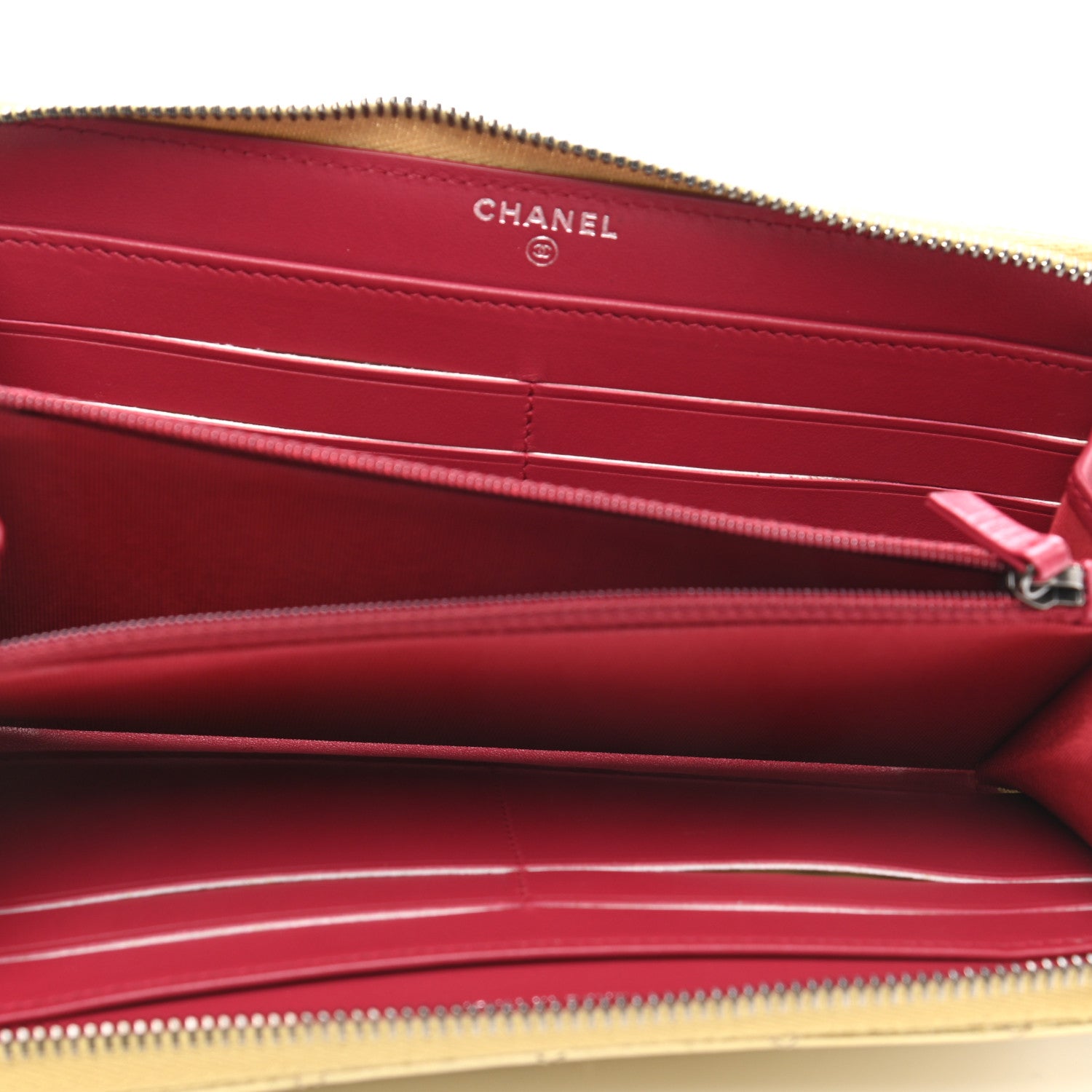 Chanel Metallic Aged Calfskin Quilted Large Gabrielle Zip Around Wallet Gold 5 of 8