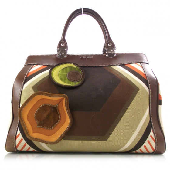 Canvas Geometric Pin Satchel
