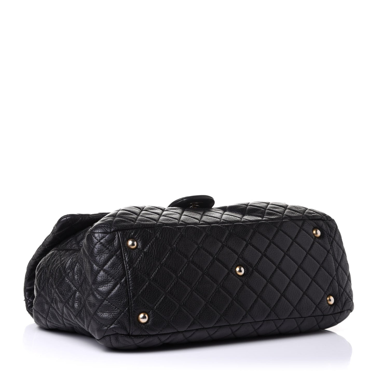 Calfskin Quilted XXL Travel Flap Bag Black