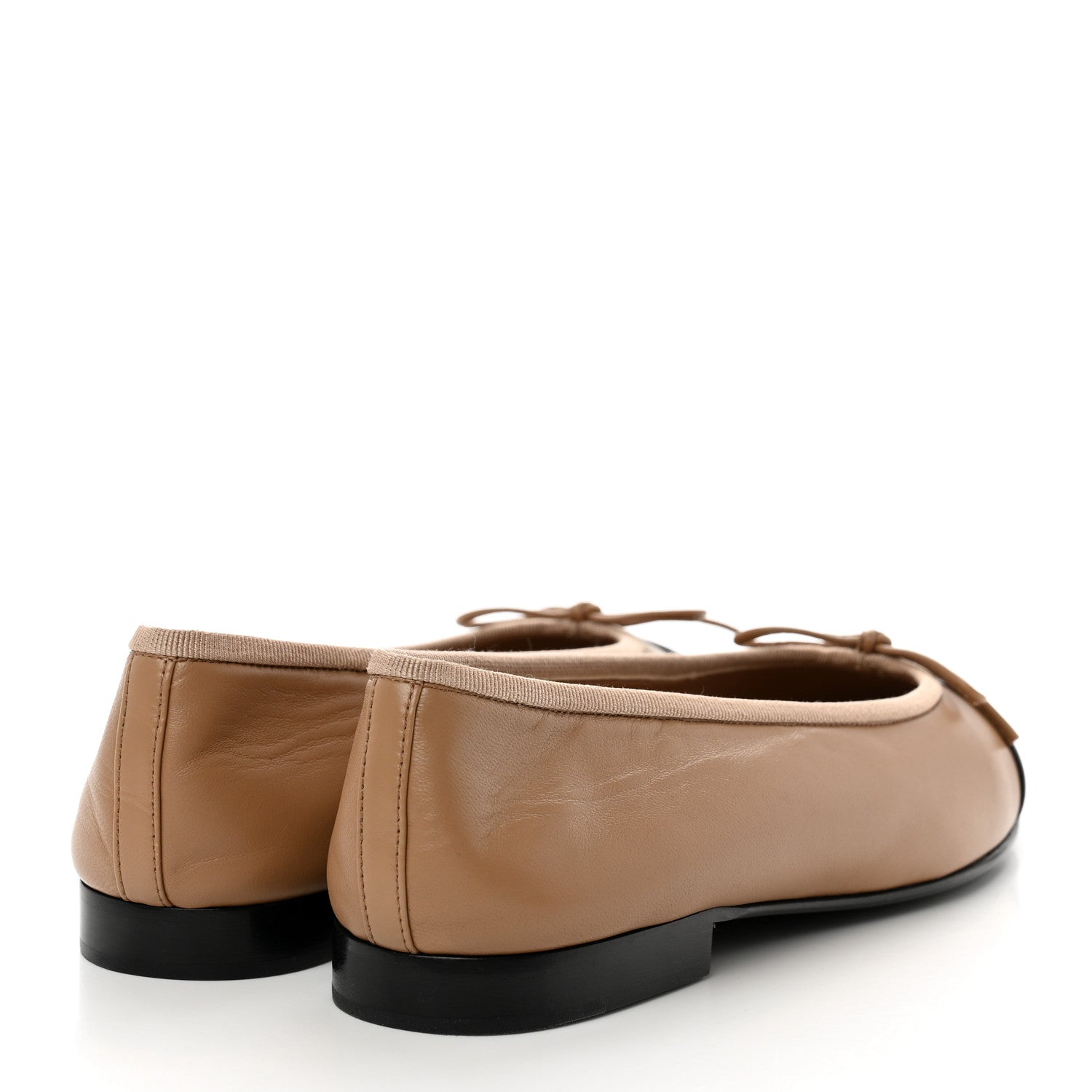 Chanel Lambskin Cap Toe CC Ballerina Flats 36 Dark Beige Black 4 of 9