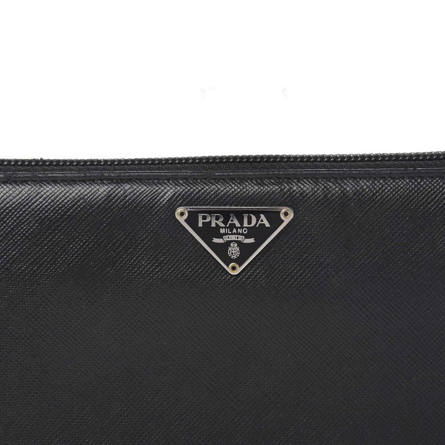 Saffiano Triangle Zip Around Wallet Black