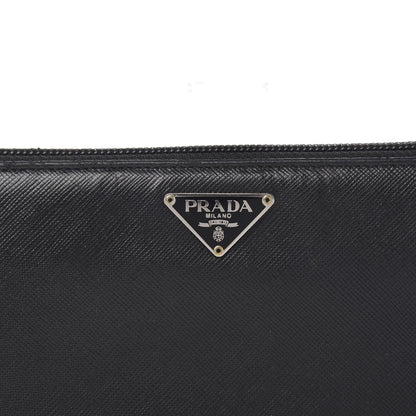 Prada Saffiano Triangle Zip Around Wallet Black 9 of 11