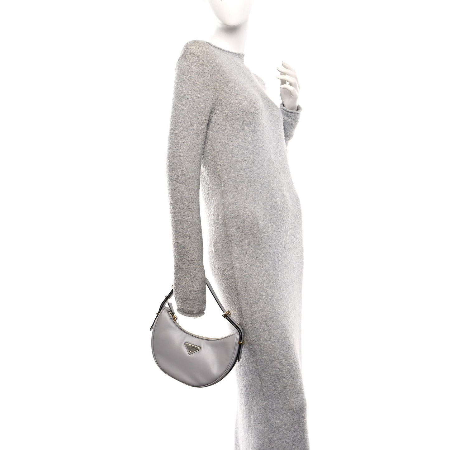 Soft Calfskin Arque Shoulder Bag Ardesia