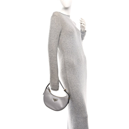 Prada Soft Calfskin Arque Shoulder Bag Ardesia 2 of 10