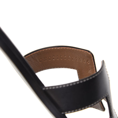 Hermes Box Calfskin Oran Sandals 39 Black 18 of 22