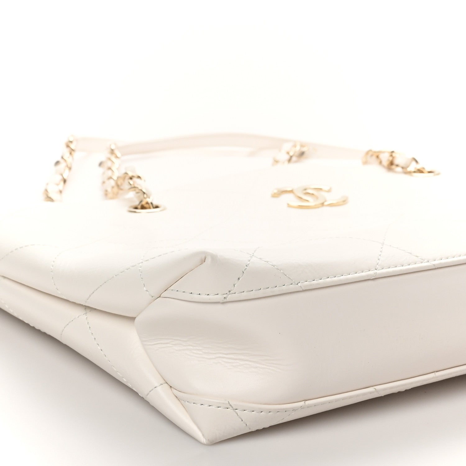 Chanel Glazed Calfskin Stitched Shopping Tote White 10 of 11