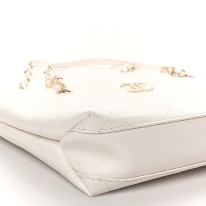 Chanel Glazed Calfskin Stitched Shopping Tote White 10 of 11
