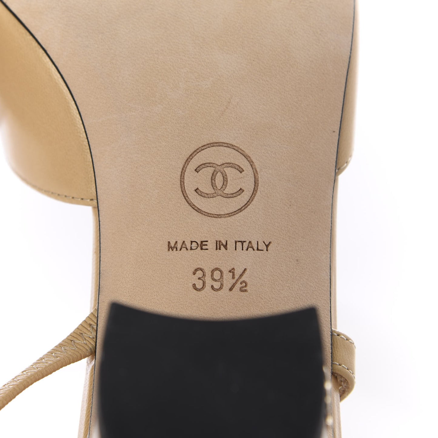 Goatskin Grosgrain Cap Toe CC Slingback Pumps 39.5 Beige Black