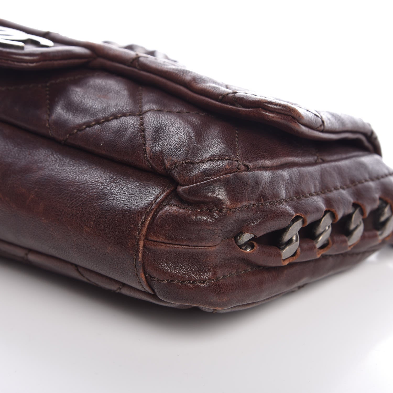 Chanel Calfskin Quilted Modern Chain Flap Brown 14 of 20