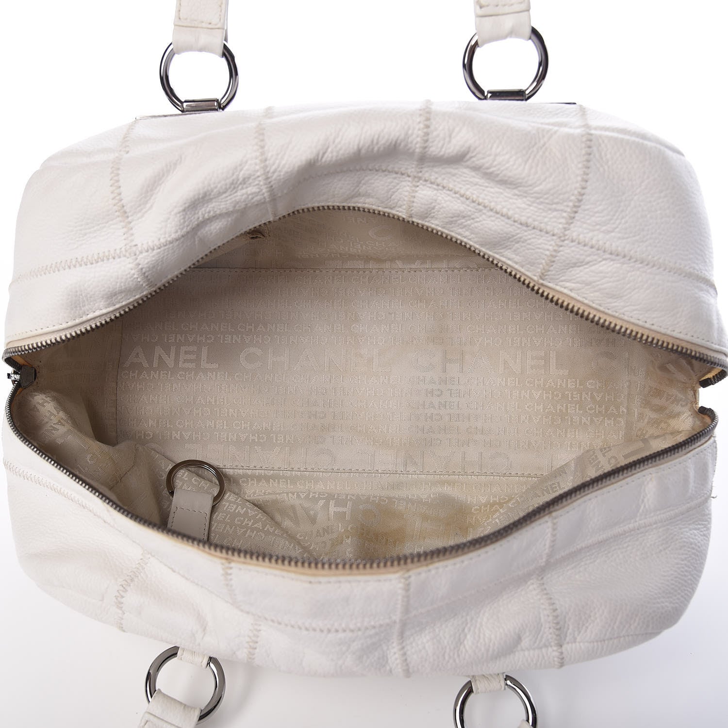 Chanel Caviar Square Stitched Bowler White 7 of 11