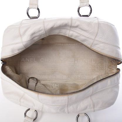 Chanel Caviar Square Stitched Bowler White 7 of 11