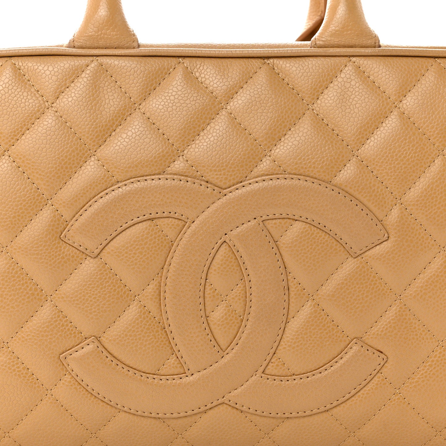 Caviar Quilted Large Bowler Bag Beige