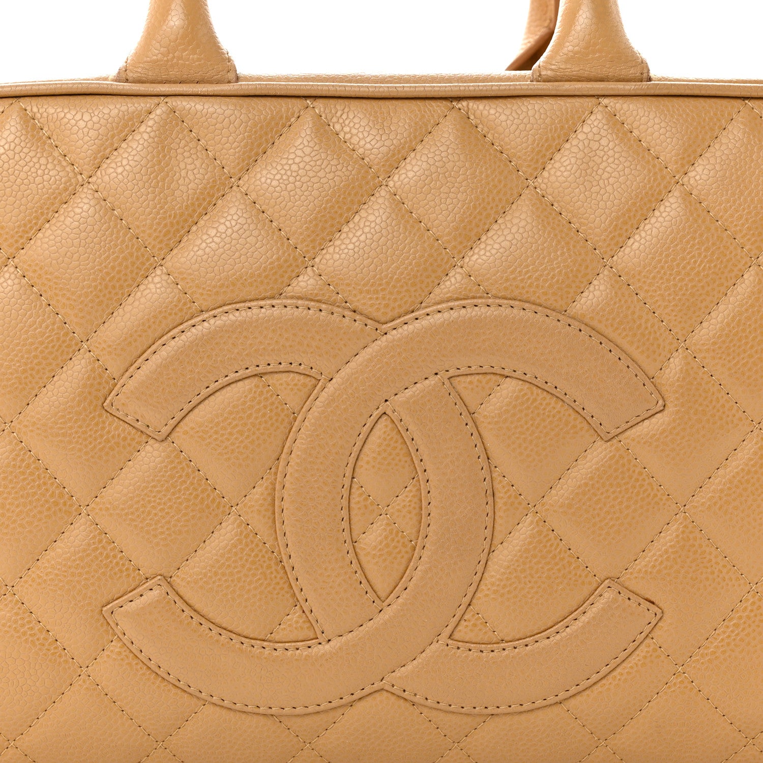 Chanel Caviar Quilted Large Bowler Bag Beige 7 of 21