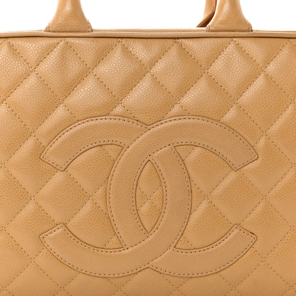 Chanel Caviar Quilted Large Bowler Bag Beige 7 of 21