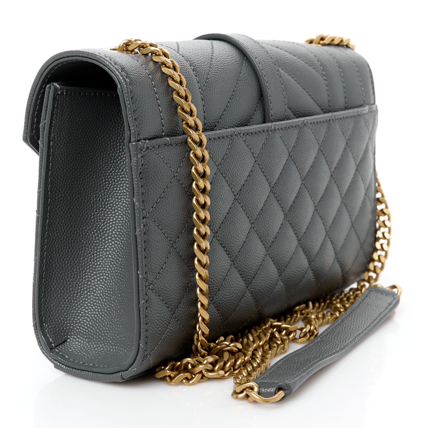 Saint Laurent Grain De Poudre Textured Mixed Matelasse Triquilt Small Monogram Satchel Pebble 3 of 11