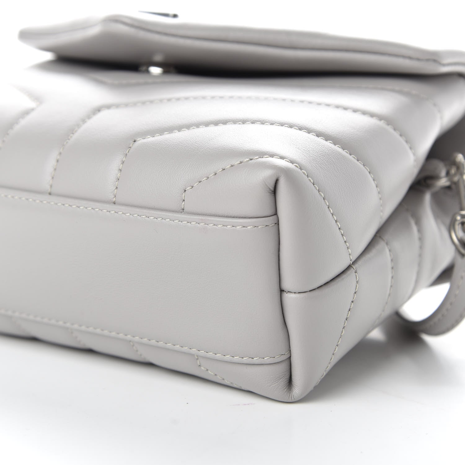 Saint Laurent Calfskin Y Quilted Monogram Toy Loulou Satchel Granite 8 of 9