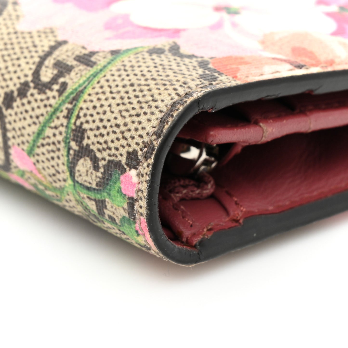 GG Supreme Monogram Blooms Card Case Wallet Beige Multicolor Dry Rose