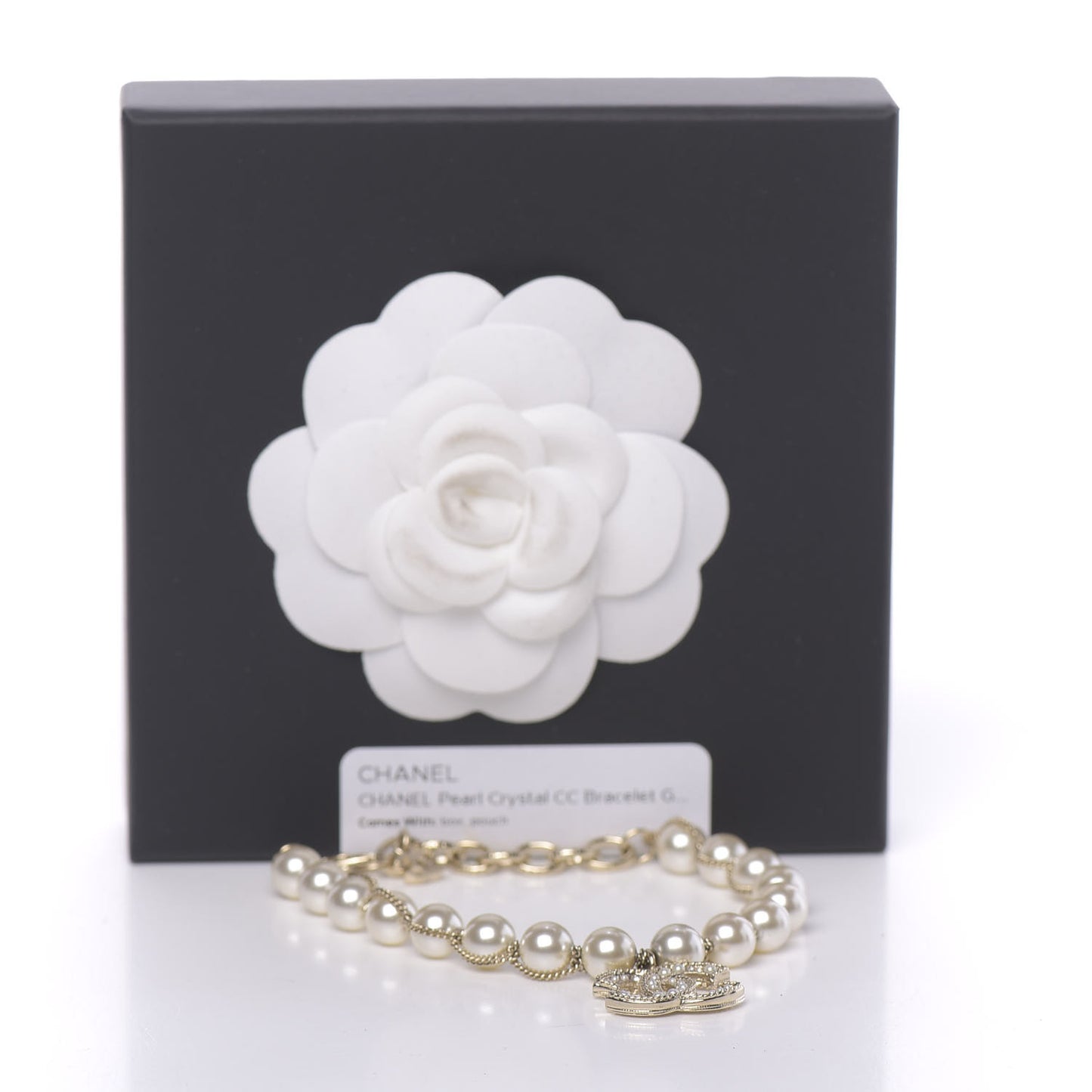 Pearl Crystal CC Bracelet Gold