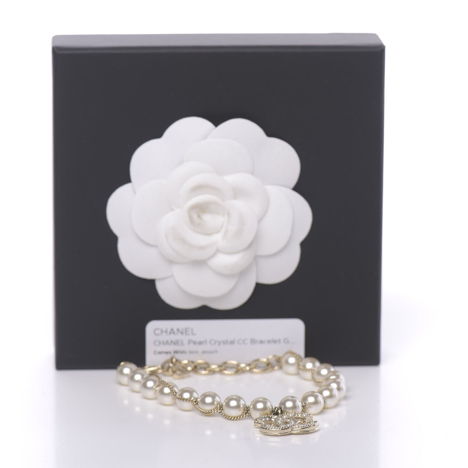 Chanel Pearl Crystal CC Bracelet Gold 5 of 5