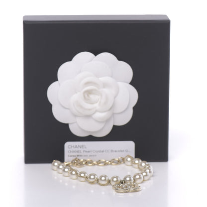 Chanel Pearl Crystal CC Bracelet Gold 5 of 5