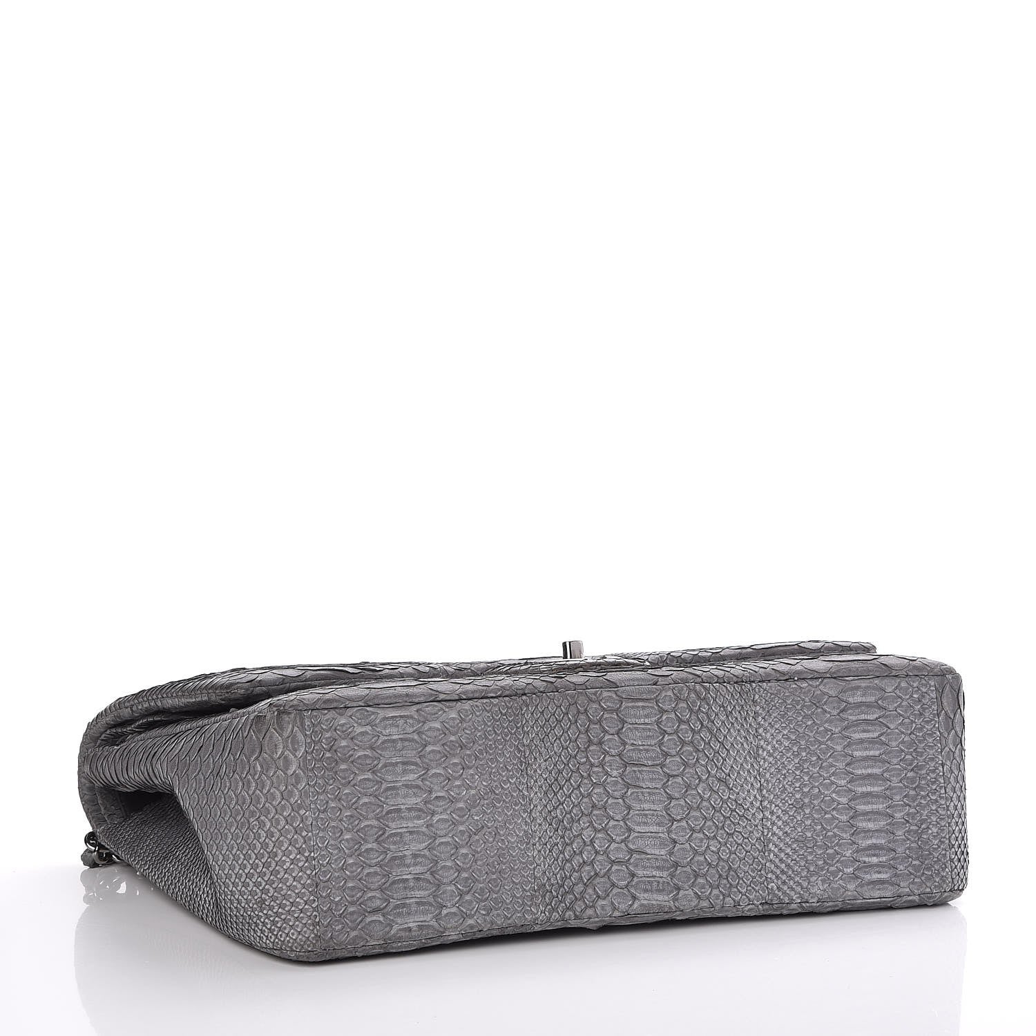 Chanel Matte Python Maxi Double Flap Grey 5 of 8