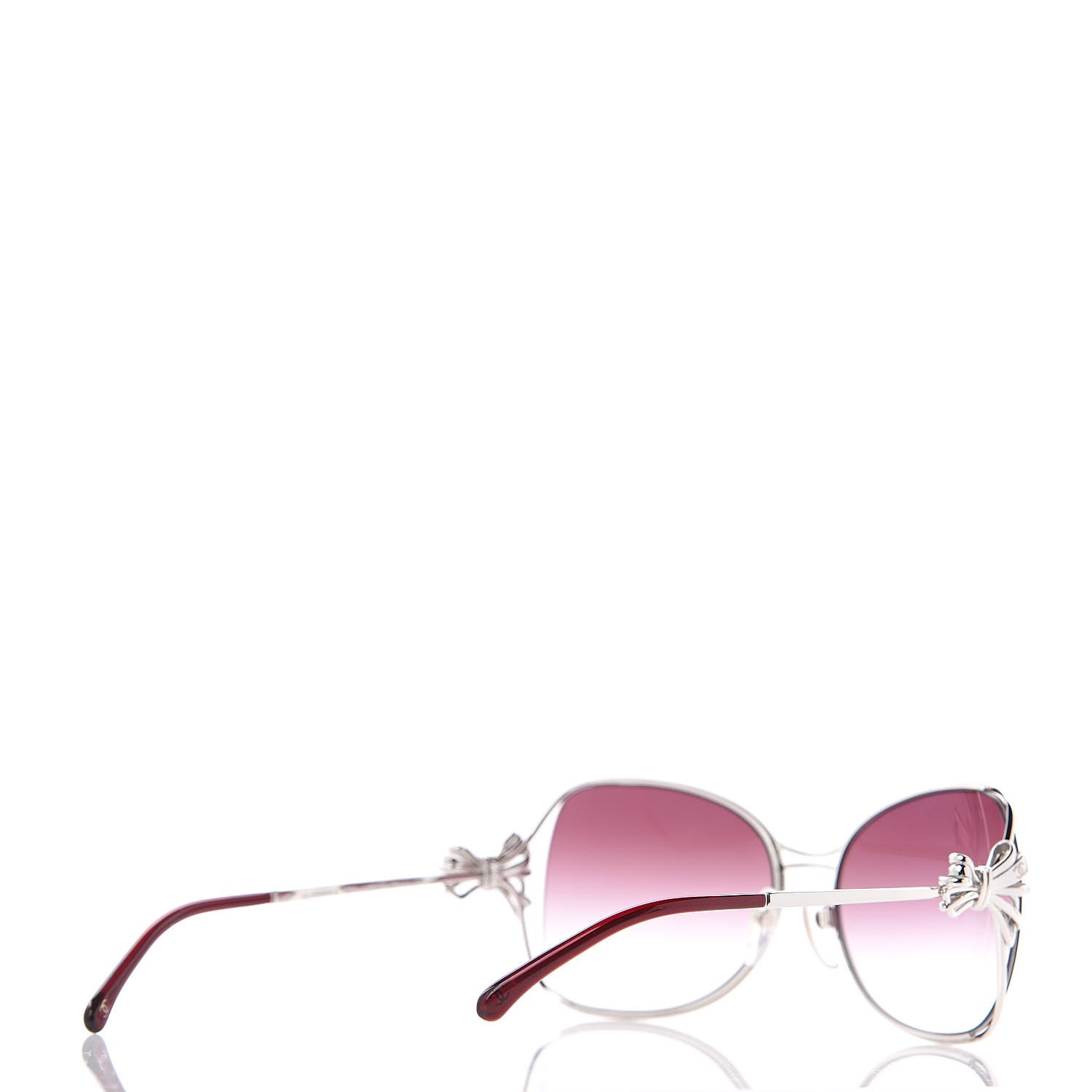 Chanel Butterfly Bow Sunglasses 4180 Silver Burgundy 4 of 8
