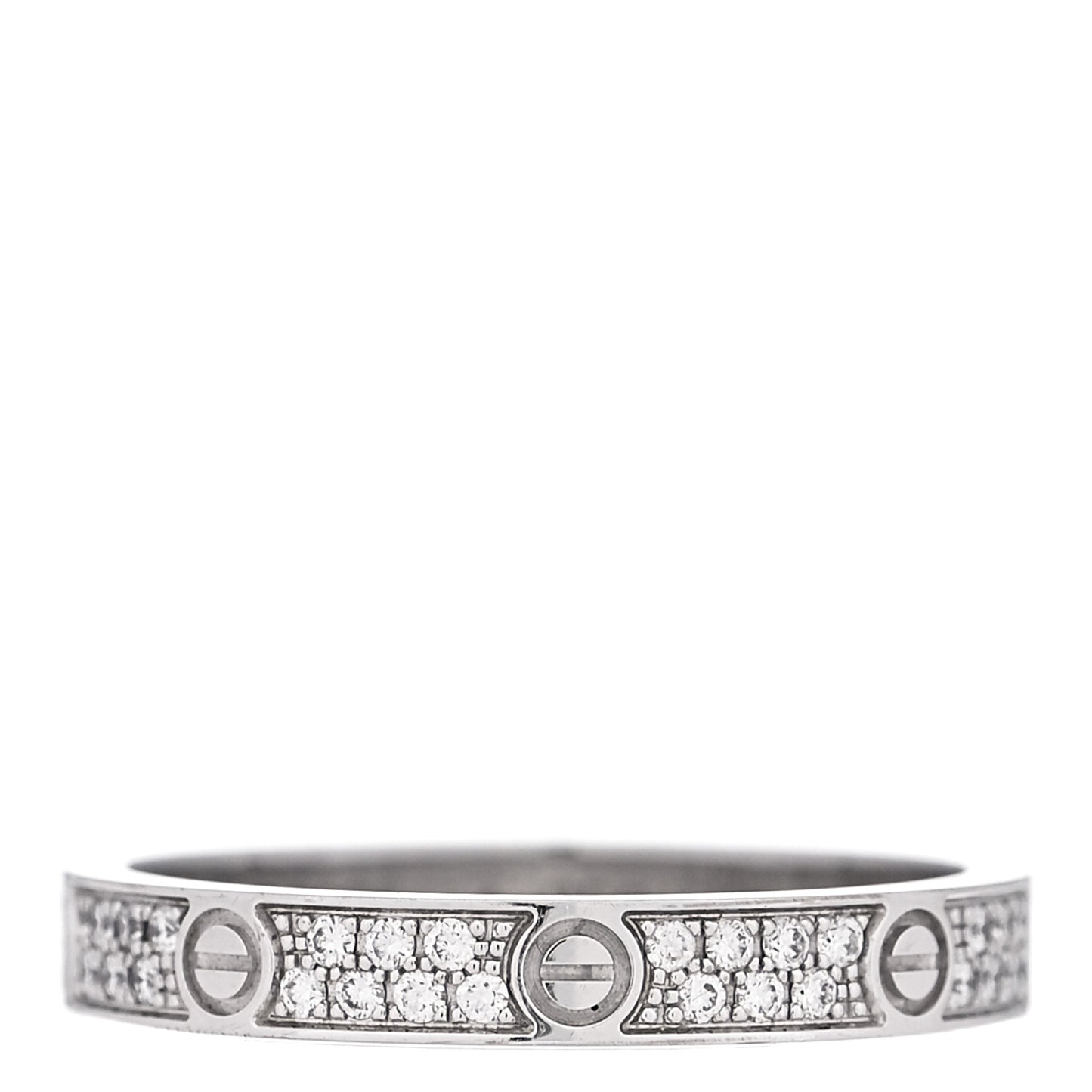 18K White Gold Diamond 2.6mm LOVE Paved Band Ring 47 4