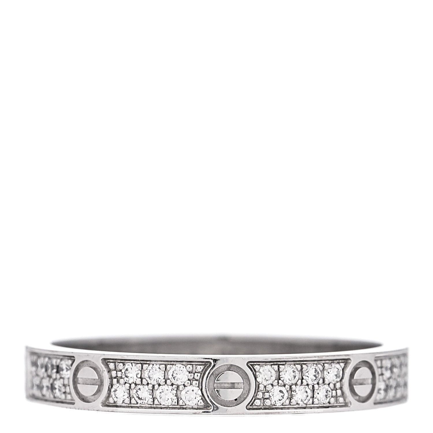 Cartier 18K White Gold Diamond 2.6mm LOVE Paved Band Ring 47 4 3 of 6