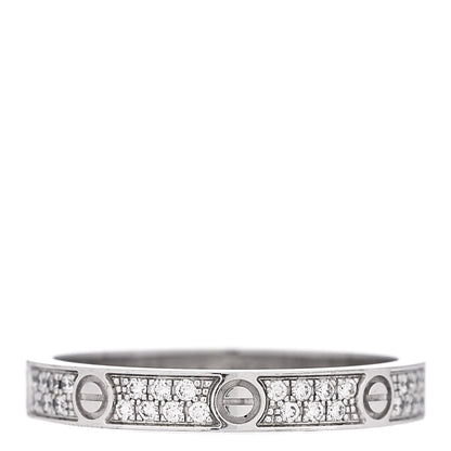 Cartier 18K White Gold Diamond 2.6mm LOVE Paved Band Ring 47 4 3 of 6